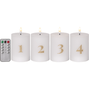 LED Vela Pilar Flamme Advent Blanco De Star Trading - Las velas funcionan con 8 pilas AA y el control remoto con una pila CR2032 (no incluida).