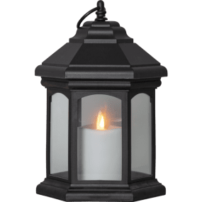 Farol Linta Negro De Star Trading - La linterna Linta est&aacute; hecha de pl&aacute;stico negro y es apta para uso en interiores y exteriores.