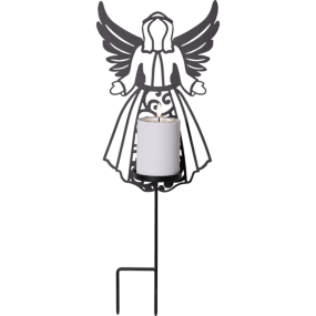 LED Vela Para Tumba Flamme Deco Negro De Star Trading - Flamme Deco es una figura de &aacute;ngel de metal que contiene una vela a pilas con una llama blanca c&aacute;lida.