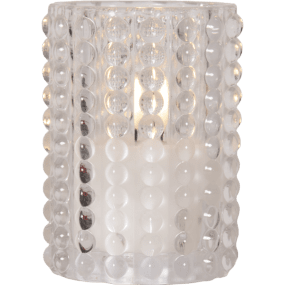 LED Vela Flamme Dotty Transparente De Star Trading - La linterna de llama "Dotty", que funciona con pilas, est&aacute; hecha de cristal transparente con un patr&oacute;n de puntos.