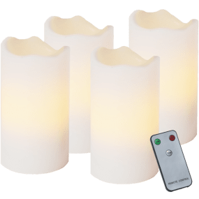 LED Vela Pilar Pack De 4 Blanco De Star Trading - El temporizador integrado permite configurar f&aacute;cilmente el tiempo de encendido y apagado (6 horas de encendido, 18 horas de apagado y repetici&oacute;n).