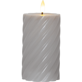 LED Vela Pilar Flamme Swirl Gris De Star Trading - Vela de cera gris Twistat de la serie Flame.