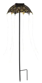 Umbrella Negro lámpara solar De Globo Lighting - Skapa en magisk st&auml;mning i tr&auml;dg&aring;rden med Umbrella, en unik solcellsbelysning med vackert utskuret m&ouml;nster och h&auml;ngande ljusslingor.