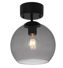 Salle Ø23 Color humo plafón De Cottex - Lámpara de techo realizada en metal negro con elegante cúpula de cristal ahumado.