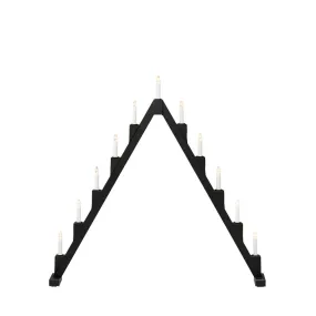 Candelabra 11 Lights Negro De Konstsmide - Candelabro el&eacute;ctrico plegable con 11 velas, fabricado en madera lacada en negro, decorado con aros de lat&oacute;n alrededor de cada vela para un toque elegante.