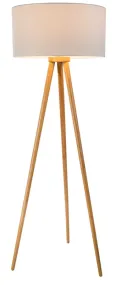 Stabilo Naturaleza lámpara de pie De Globo Lighting - &nbsp;Den stilrena stommen i brunt tr&auml; tillsammans med den vita textilsk&auml;rmen skapar en harmonisk och tidl&ouml;s look som sm&auml;lter in i b&aring;de klassiska och moderna interi&ouml;rer.