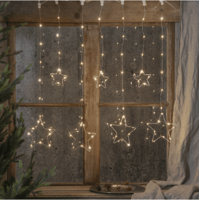 Cortina De Luces Dew Drop Stars 1,2m Plata De Star Trading - Bucle de cortina con decoración de estrellas para uso interior.