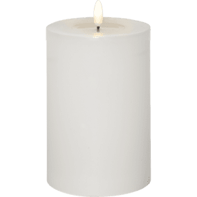 LED Vela Pilar Flamme Flow Big Blanco De Star Trading - Flamme Flow Big es una vela de bloque con llama natural y un tiempo de combustión de aproximadamente 2500 horas.