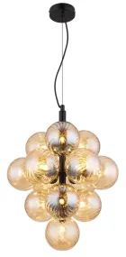 Conor Ø40 Ámbar Lámpas de techo De Globo Lighting - Den har 13st dekorativa ambertonade glaskupor som alla omfamnar en ljusk&auml;lla vilket skapar en fin och harmonisk ljusspridning i rummet.