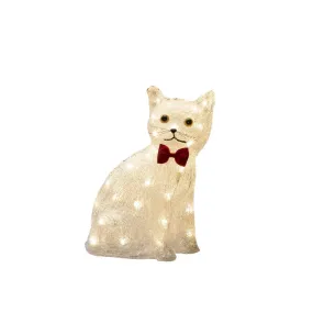 Gato Sentado De Acrílico Claro De Konstsmide - Encantador y juguet&oacute;n: este gato de acr&iacute;lico sentado difunde calidez con sus 40 luces LED de color blanco c&aacute;lido.