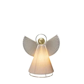 Ángel De Papel 36cm Blanco De Konstsmide - Elegante &aacute;ngel de papel con detalles plisados y cabeza dorada: una hermosa decoraci&oacute;n que encaja perfectamente en la ventana o en la mesa.