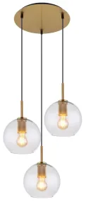Adara Ø47 Oro Lámpas de techo De Globo Lighting - De tre glasgloberna h&auml;nger i justerbara rep och kan anpassas i h&ouml;jd upp till 1,2 meter, vilket ger flexibilitet i belysningen.
