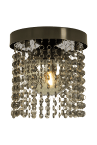 Claudia Ø20 Cromo negro lámpara de baño De Aneta Lighting - La l&aacute;mpara est&aacute; montada directamente en el techo y una pantalla de cristal ahumado rodea la fuente de luz para crear una iluminaci&oacute;n atmosf&eacute;rica.