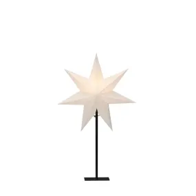 Estrella De Papel Ø40 Blanco De Konstsmide - La elegante estrella blanca reposa sobre un elegante soporte de metal negro y emite una luz suave y agradable.