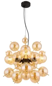 Udo Ø50 Ámbar Lámpas de techo De Globo Lighting - Lampans sk&auml;rm best&aring;r av vackra glasklot i en varm b&auml;rnstensf&auml;rg, vilket skapar en mjuk och inbjudande ljusst&auml;mning med ett bl&auml;ndfritt, harmoniskt sken.