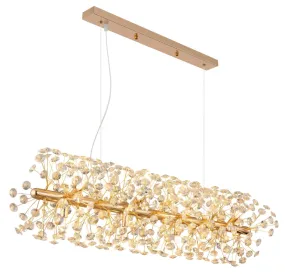 Katrina 90cm Oro De Globo Lighting - Katrina es una elegante lámpara de araña rectangular de cristal, hecha de metal dorado con brillantes cristales K9, que añade un toque sofisticado y lujoso a su hogar.