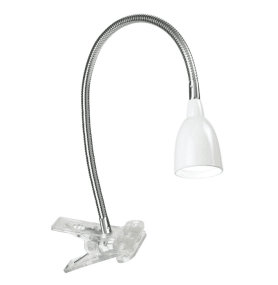 Stella Blanco lámpara de pinza De Airam - Fije la l&aacute;mpara al borde de una mesa o estante usando la abrazadera de clip.