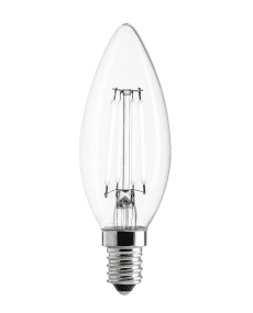 LED E14 Tipo Vela 2W 2700K Regulable De Unison - L&aacute;mpara de ara&ntilde;a UNI-WHITE transparente E14 2W 2700K regulable.