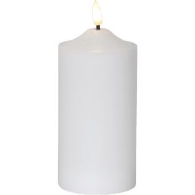 LED Vela Pilar Flamme Blanco De Star Trading - Vela de cera con una nueva llama natural que brilla con un cálido resplandor blanco.