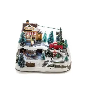 Decoración Navideña Mecánica Con Venta De Árboles De Navidad 17cm Multicolor De Konstsmide - Crea un ambiente navide&ntilde;o animado con esta decoraci&oacute;n navide&ntilde;a mec&aacute;nica: una escena encantadora con abetos vestidos de invierno a la venta.