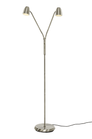 Sandnes 2 Acero lámpara de pie De Aneta Lighting - Con dos brazos flexibles, es perfecta como l&aacute;mpara de lectura y tiene dos interruptores de encendido separados con regulador de intensidad integrado, lo que permite ajustar el brillo seg&uacute;n sea necesario.