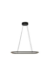 Oda 76cm Negro Lámpas de techo De Aneta Lighting - La moderna lámpara de techo de metal Oda, con su diseño ovalado y elegante y su luz orientada hacia abajo, encaja perfectamente encima de la mesa de la cocina o, por ejemplo, del fregadero.