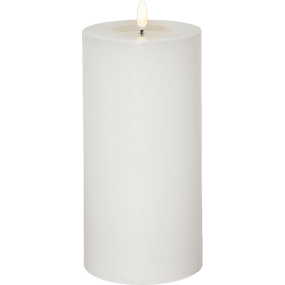 LED Vela Pilar Flamme Flow Big Blanco De Star Trading - Flamme Flow Big es una vela de bloque con llama natural y un tiempo de combustión de aproximadamente 2500 horas.