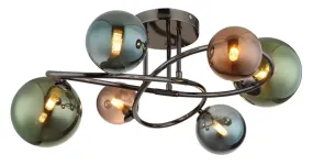 Riha Ø65 Multicolor plafón De Globo Lighting - De olika glaskulorna i brons, gr&ouml;nt och petrol ger lampan en dynamisk och lekfull karakt&auml;r samtidigt som de skapar en visuellt intressant ljusbild.