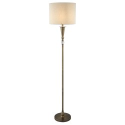 Oscar Latón antiguo lámpara de pie De Searchlight - La elegante base de la lámpara está decorada con un detalle de cristal decorativo que añade un toque extra de lujo.