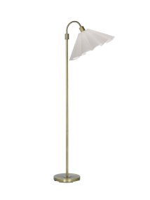 Amy Flex Oro lámpara de pie De PR Home - La hermosa pantalla est&aacute; cosida a mano, p&eacute;talo a p&eacute;talo, con tela de algod&oacute;n blanco y acabada con un borde decorativo que recuerda a una flor.
