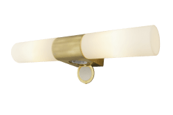 Cosenza 44cm Latón mate lámpara de baño De Aneta Lighting - El enchufe situado en la parte inferior de la lámpara se utiliza para conectar secadores de pelo, máquinas de afeitar y similares.