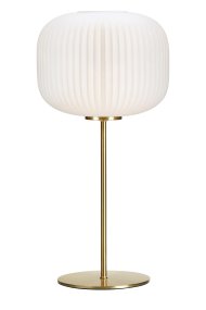 Sober 50cm Blanco lámpara de mesa De Markslöjd - Sober es una elegante lámpara de mesa con una estilosa pantalla de cristal y una base de latón cepillado.