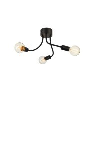 Medusa 44cm Negro plafón De Markslöjd - Los brazos negros que se extienden desde una base simple crean una sensación lúdica y aireada, mientras que las bombillas expuestas proporcionan una luz cálida y acogedora.