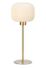 Sober 38cm Latón cepillado lámpara de mesa De Markslöjd - Sober es una elegante lámpara de mesa con una estilosa pantalla de cristal y una base de latón cepillado.