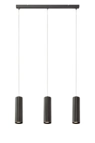 Costilla 68cm Gris Lámpas de techo De Markslöjd - Pantallas metálicas sutilmente acanaladas suspendidas de una serie de cables transparentes de 1,5 m de longitud.