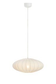 Solia Ø50 Blanco Lámpas de techo De Markslöjd - La pantalla de tela blanca tiene un di&aacute;metro de 50 cm y est&aacute; enmarcada por una malla, lo que le confiere su forma decorativa.