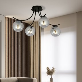 Boston 70cm Negro/Ahumado plafón De Emibig Lighting - Boston es una serie de l&aacute;mparas de techo modernas muy vendidas que se adaptan perfectamente tanto a interiores modernos como a los m&aacute;s tradicionales.