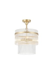Lara Ø35 Oro cristal De Searchlight - Su elegante marco dorado est&aacute; revestido de varillas decorativas de vidrio transparente que difunden y reflejan la luz con gran belleza.
