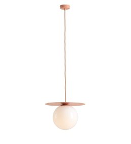 Loop Ø40 Coral De Artera - La cúpula redonda de cristal opalino tiene un diámetro de 25 cm y garantiza una hermosa distribución de la luz en la habitación.