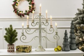 Hantverk 7 Blanco De Pixie Design - Adem&aacute;s, el candelabro est&aacute; equipado con un temporizador y se enciende durante 8 horas y se apaga durante 16 horas.