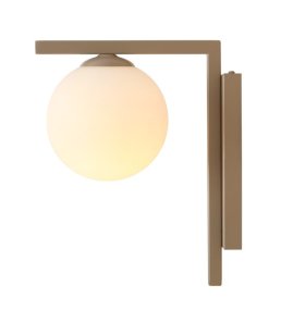 Zac 24cm Beige lámpara de pared De Artera - El aplique Zac está fabricado en metal en un cálido tono beige y cuenta con una elegante pantalla de cristal blanco que emite una luz suave y agradable.