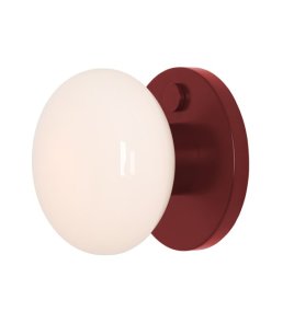 Flo Ø20 borgoña lámpara de pared De Artera - El aplique Flo, fabricado en metal burdeos con pantalla de cristal blanco, presenta un diseño moderno y elegante que emite una luz suave y agradable.