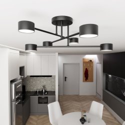 Halo Ø60 Negro plafón De Emibig Lighting - Su forma esbelta y su metal con recubrimiento en polvo le dan a la lámpara un aspecto único que se adapta perfectamente a los hogares modernos.