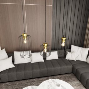 Vander 60cm Negro/dorado Lámpas de techo De Emibig Lighting - Se recomienda colocarlo encima de la mesa del comedor o de la encimera de la cocina.