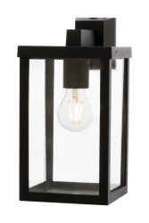 Arendal Negro lámpara de exterior De Aneta Lighting - Aplique de pared para exterior Arendal fabricado en aluminio de color negro con cubierta de plástico transparente.