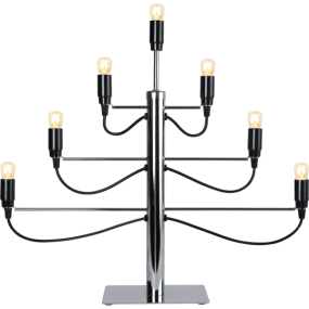 Milano Cromo De Star Trading - Candelabro elegante y moderno de metal cromado con detalles en negro y espacio para 7 bombillas.