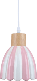 Poppy Ø15 Rosa/blanco De Pixie Design - Poppy es una encantadora l&aacute;mpara de ventana de cer&aacute;mica con una forma ligeramente redondeada y detalles decorativos de madera que le dan un toque natural.