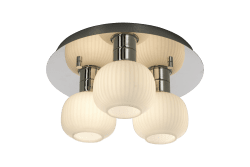 Messina Ø28 Cromo lámpara de baño De Aneta Lighting - Lámpara de techo Messina en cromo con 3 cúpulas de cristal acanalado blanco opal.