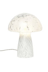 Mushi 30cm Blanco lámpara de mesa De Aneta Lighting - Mushi es una moderna lámpara de cristal en forma de hongo con un patrón único de puntos blancos que le da a cada lámpara un diseño único.