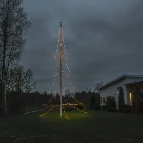 Iluminación Para Asta De Bandera amber 13m Negro De Konstsmide - Arco de asta de bandera con 3 bucles y 136 luces LED de color &aacute;mbar que forman un &aacute;rbol de Navidad estilizado con un hermoso contorno.